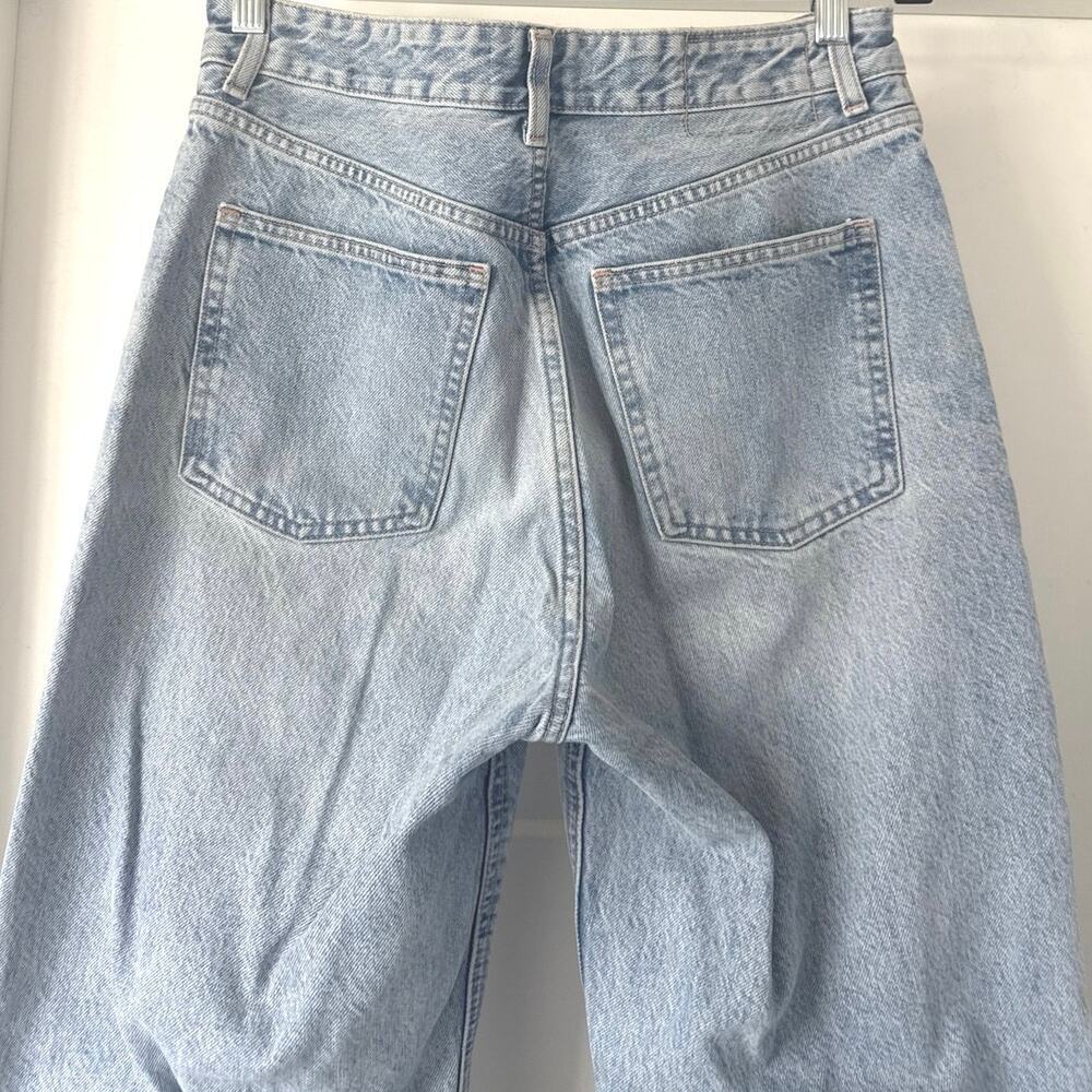 ZARA Women’s High Rise Wide Leg Blue Jeans Light Wash Raw Hem Size 8 *EUC - Picture 8 of 10